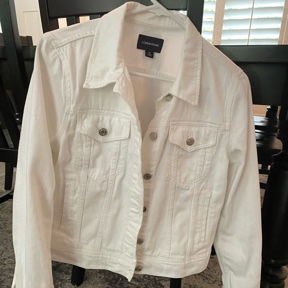 Jcrew white denim jacket. Women’s jean jacket.